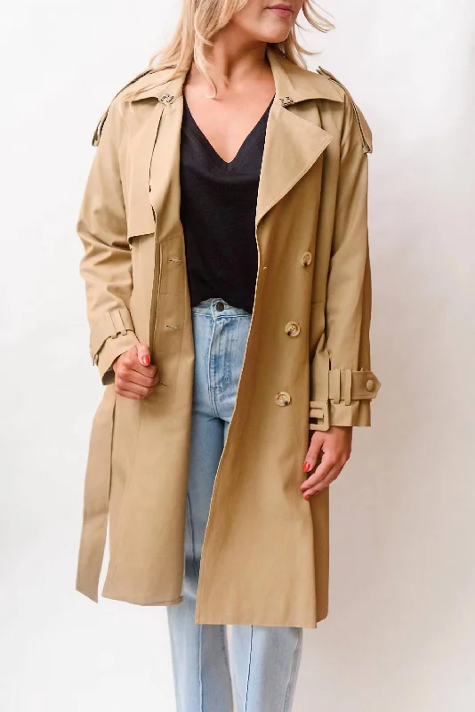 Hurry In Edda Trench Coat In Tan