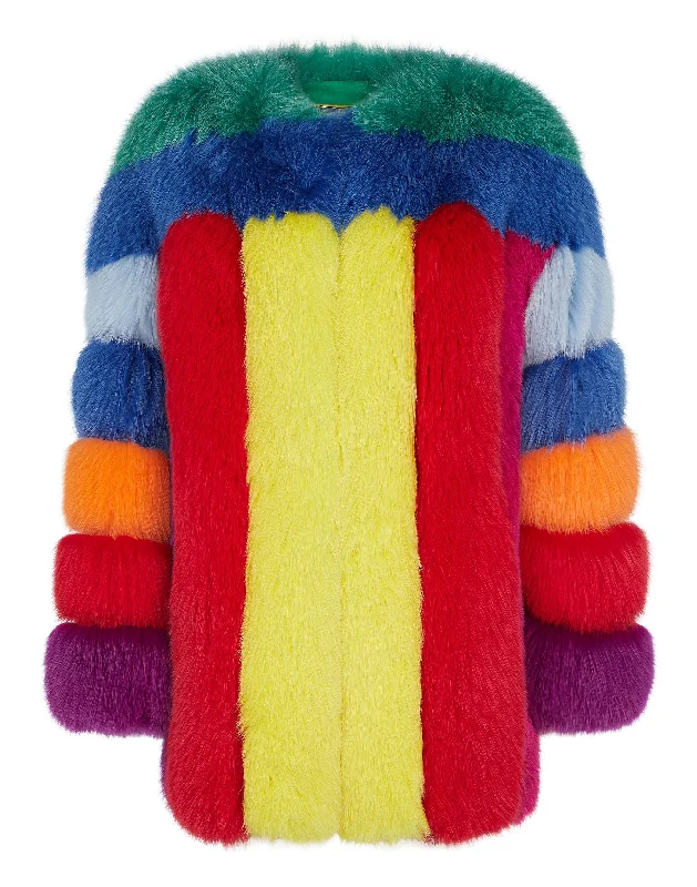 Amazing Deals Fox fur Jacket Colorful
