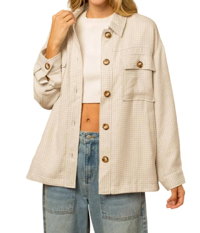 Reduced Prices Jenni Oversized Jacket In White-Taupe Gingham