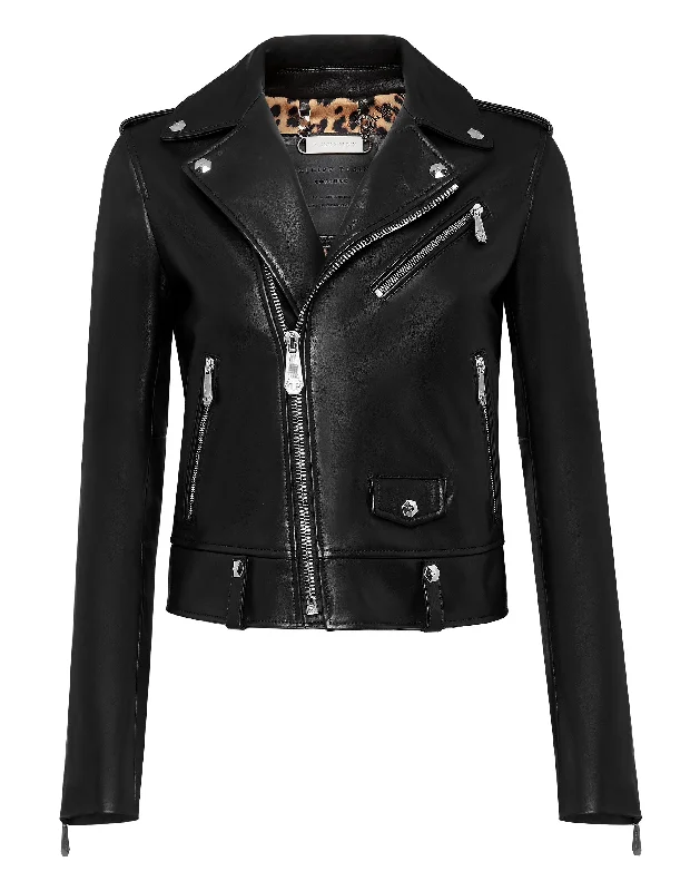 Final Clearance Leather Biker Look at me Flame