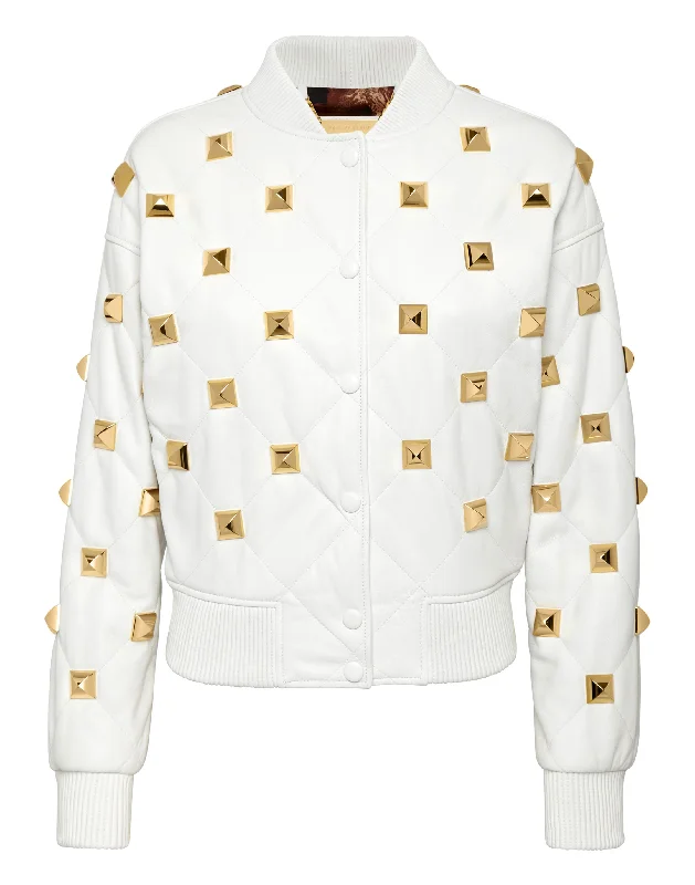Lowest Price Leather Bomber Matelassè Studs
