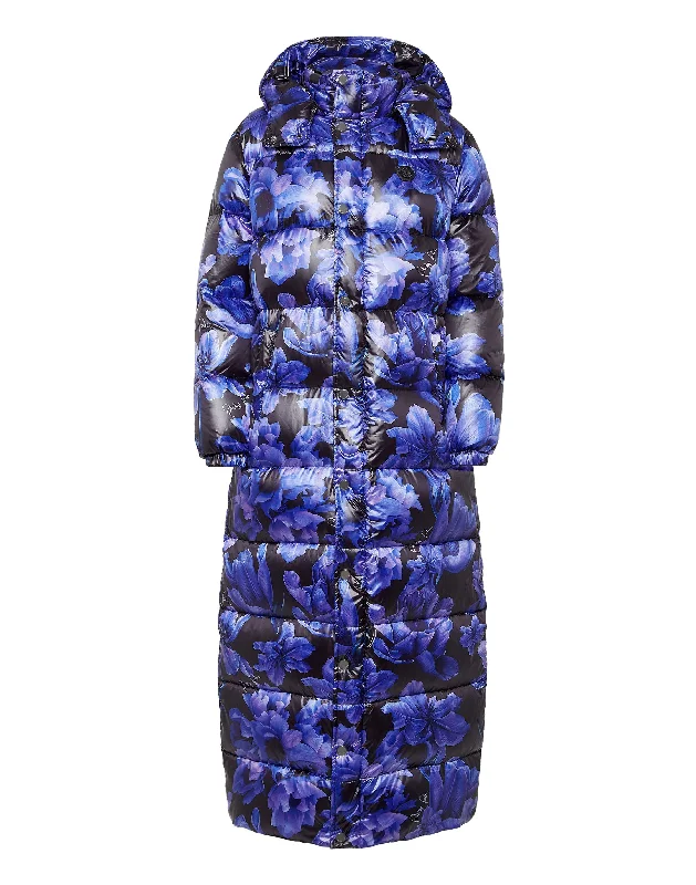 Super Bargain Nylon Superlong Down Jacket Flowers