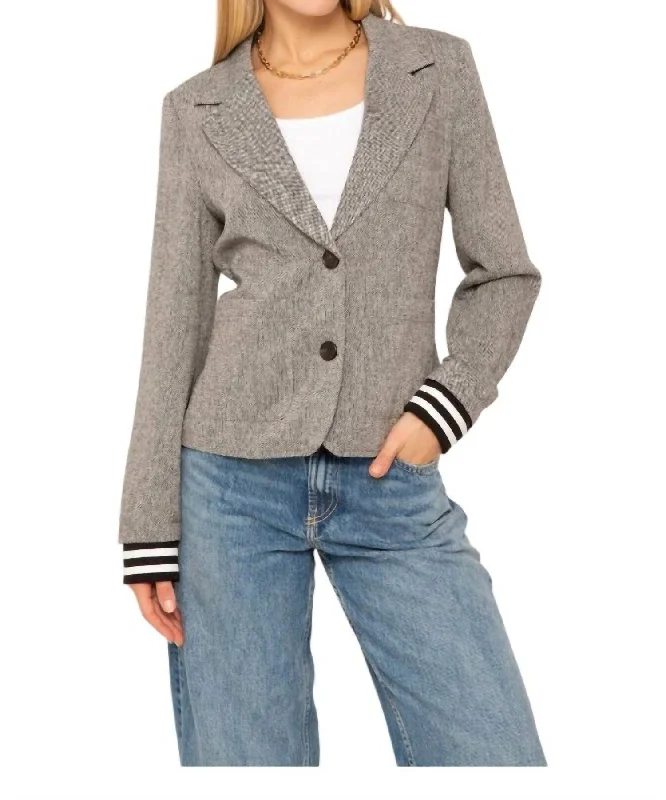 Midnight Madness Odette Shrunken Donegal Tweed Jacket In Grey