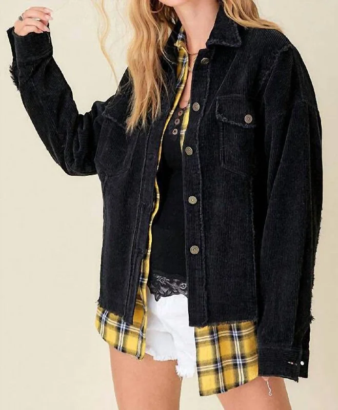 Online Only Oversized Corduroy Jacket In Black
