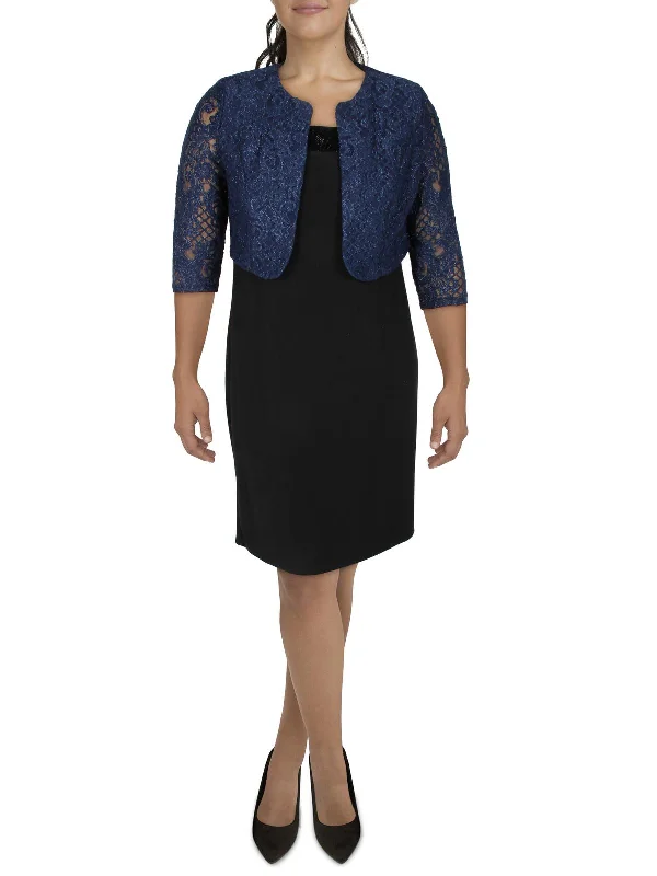 Great Deals Petites Womens Lace Glitter Bolero