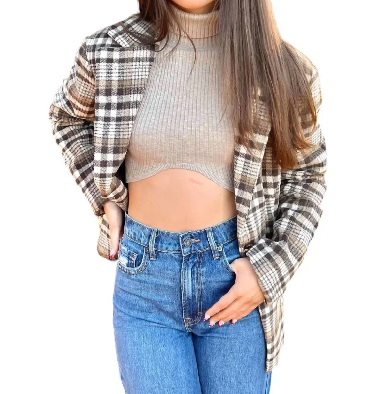 TIME-Limited Offer Plaid Wool Jacket In Dark Brown