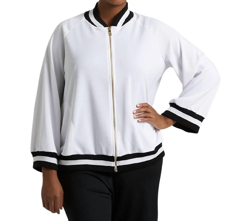 Special Savings Plus Size Hudson Bomber Jacket In White