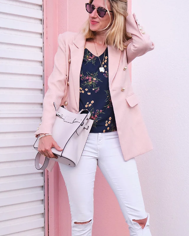 Time-Limited Offer Princess Polina Textured Weave Blazer - Blush
