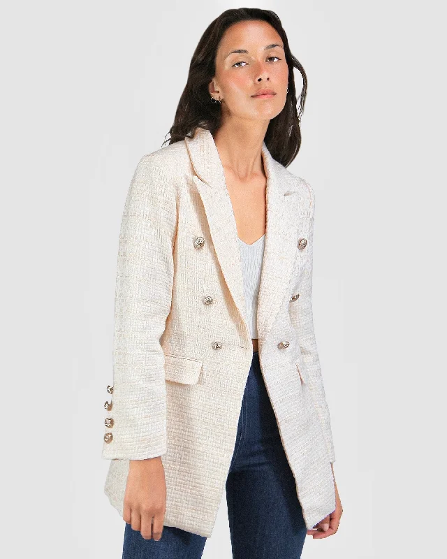Price Fest Princess Polina Tweed Blazer - Cream