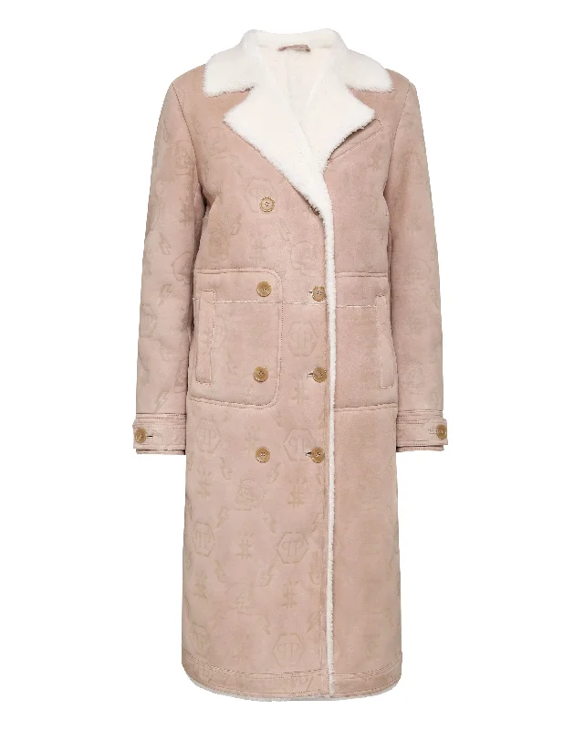 Year-End Clearance Shearling Leather Long Coat Monogram