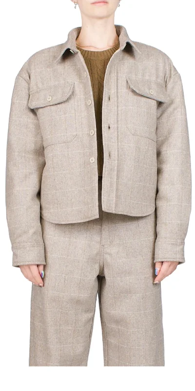 Epic Deals Shrunken Cpo Jacket In Tan Herringbone