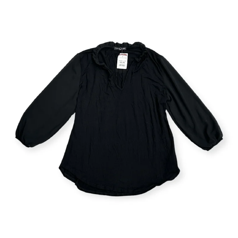 Price Break Top 3/4 Sleeve By Kim & Cami In Black, Size: L