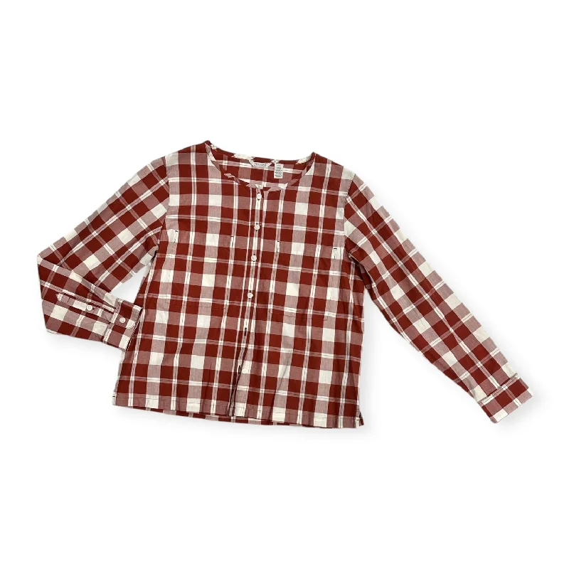 Price Fest Top Long Sleeve By Dockers In Orange & White, Size: S