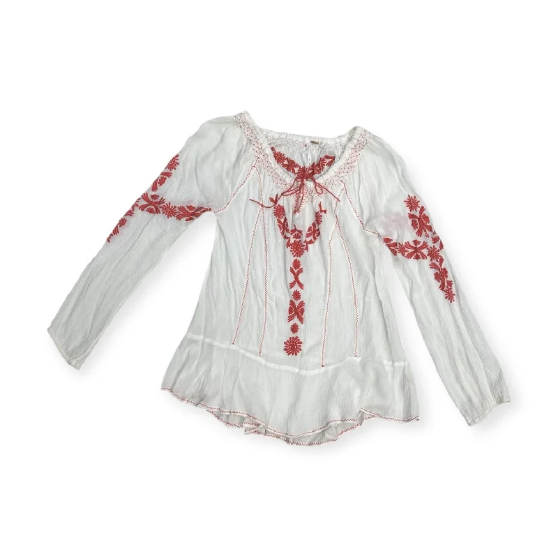 Special Discount Top Long Sleeve By Free People In Orange & White, Size: S