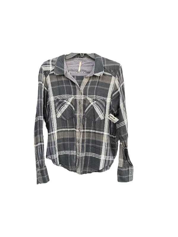 Limited Time Offer Top Long Sleeve By Free People In Plaid Pattern, Size: Xs