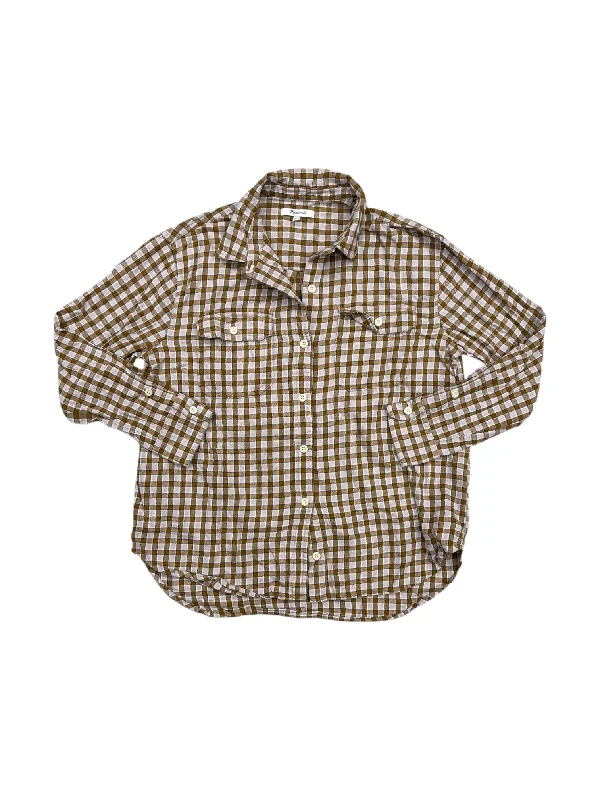 Exclusive Offers Top Long Sleeve By Madewell In Plaid Pattern, Size: S