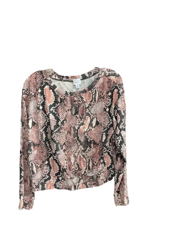 Final Sale Top Long Sleeve By Peyton Jensen In Snakeskin Print, Size: Xs