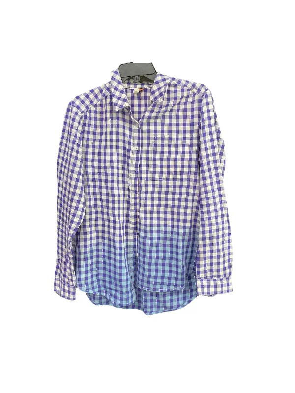 Flash Sale Top Long Sleeve By Pilcro In Plaid Pattern, Size: M