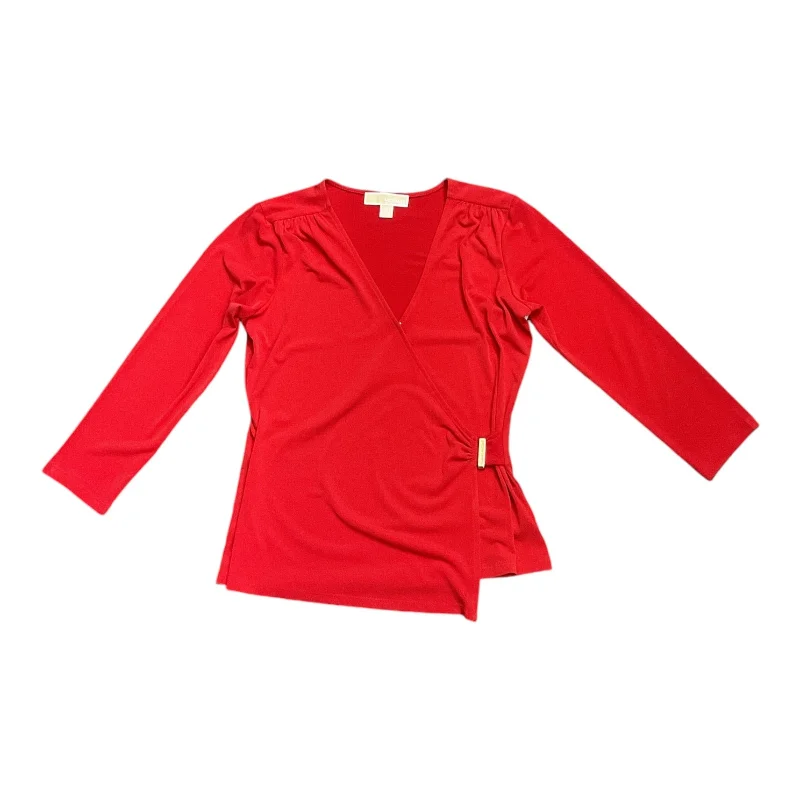 Huge Discounts Top Long Sleeve Designer By Michael By Michael Kors In Red, Size: S