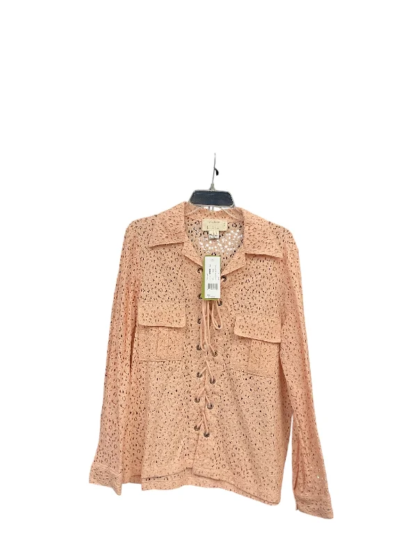Online Specials Top Long Sleeve Designer By Nicole Miller In Peach, Size: L