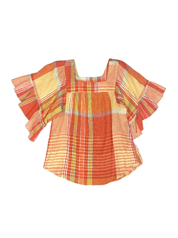 Friends and Family Sale Top Short Sleeve By Beachlunchlounge In Orange & Yellow, Size: Xs