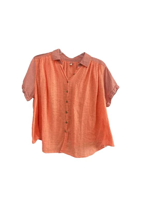 Deep Discounts Top Short Sleeve By Free People In Coral, Size: M