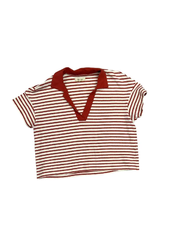 Deal Zone Top Short Sleeve By Madewell In Orange & White, Size: 33