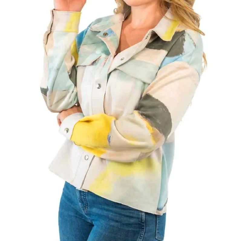 Savings Galore Ultra Suede Jacket In Blue/yellow