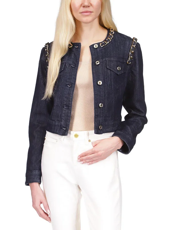Crazy Deals Womens Chain Denim Denim Jacket