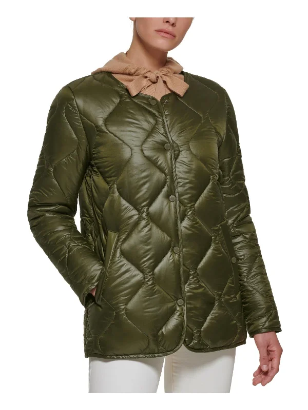 Exclusive Savings Womens Collarless Short Quilted Coat