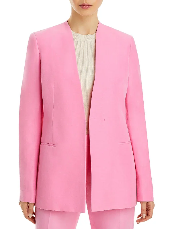 Discount Extravaganza Womens Linen Business Collarless Blazer