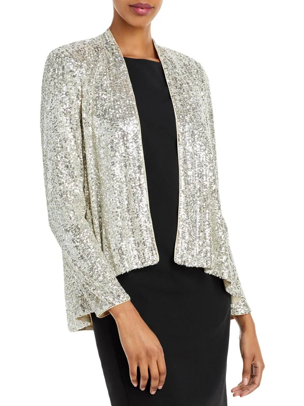 Lowest Price Womens Sequined Open Front Collarless Blazer