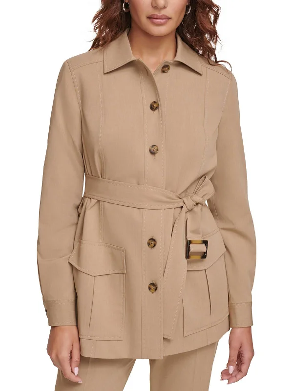 Flash Deals Womens Slub Polyester Shirt Jacket