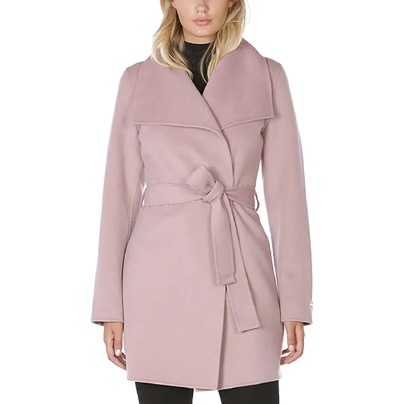 Flash Deals Wool Wrap Belted Jacket Coat In Powder Pink