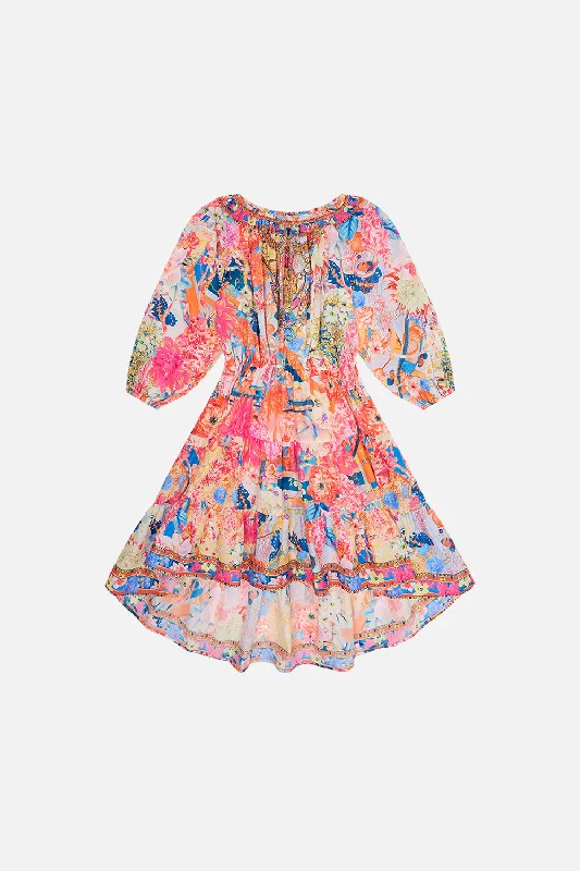 Super Deal KIDS HI-LOW BLOUSON SLEEVE DRESS  4-10 MEET ME IN THE GARDEN
