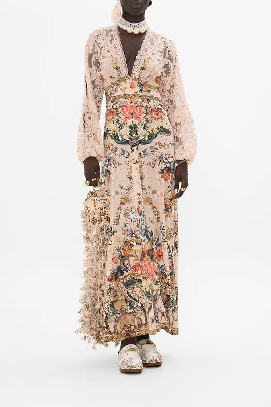 Massive Deals LACE SLEEVE BUTTON DRESS ROSE GARDEN REVOLUTION