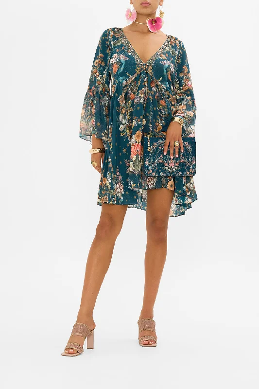 Special Price A-LINE RUFFLE SLEEVE DRESS SHE WHO WEARS THE CROWN