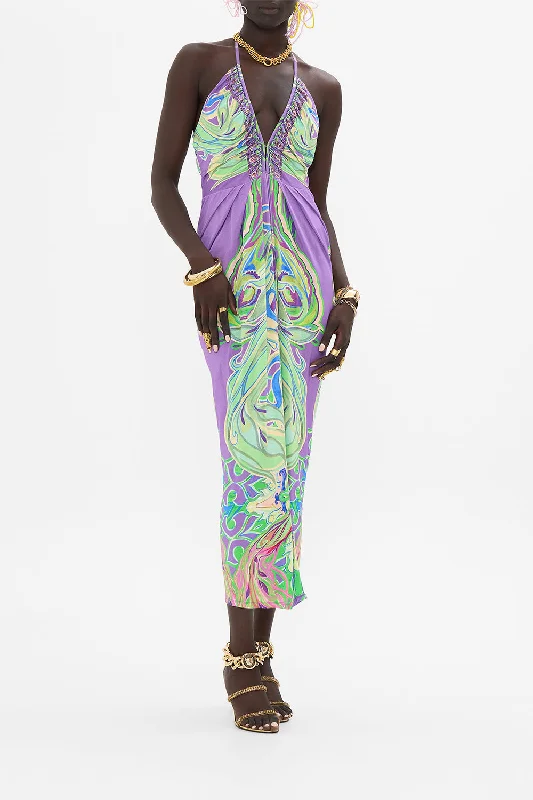 Flash Sale V NECK GATHERED JERSEY DRESS AMSTERDAM JEWEL