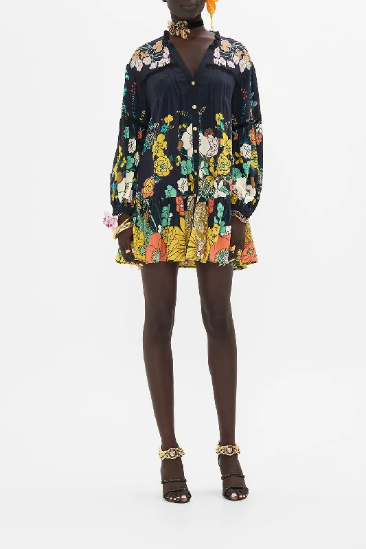 Deal Dash PINTUCK YOKE SHORT DRESS WE WORE FOLKLORE
