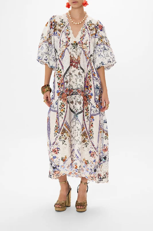 Clearance Event V NECK PUFF SLEEVE DRESS MY FOLK ART HEART