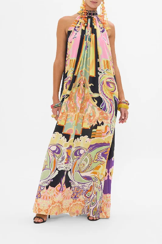 Buy More, Save More TIE NECK LONG DRESS CLUB CINEMANIA