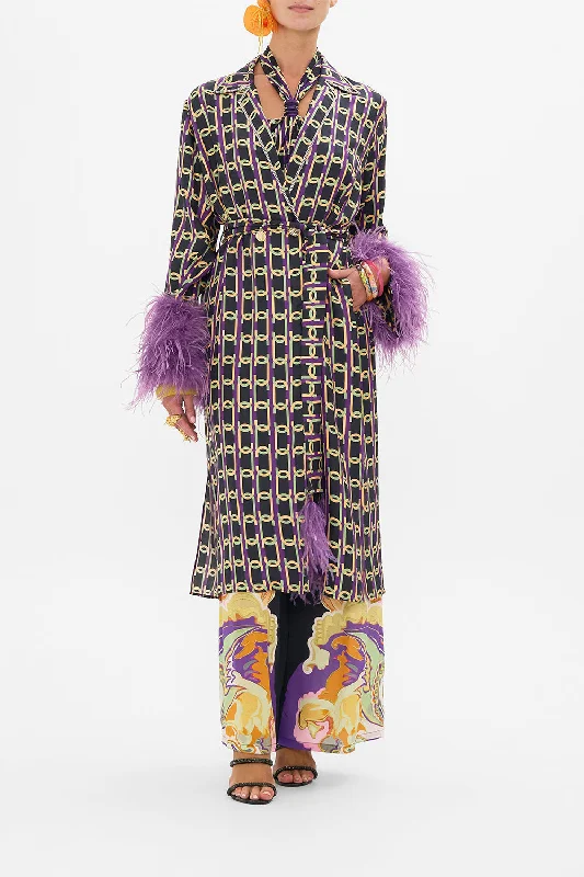 Hot Deal SPLIT CUFF SOFT COAT WITH FEATHERS FILM DIVA