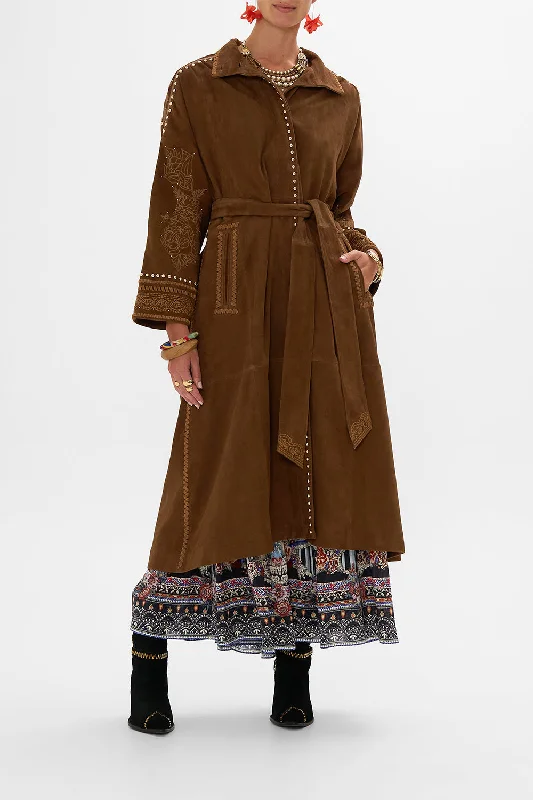 Special Promotion EMBROIDERED LONG SUEDE COAT VOLENDAM DOLLS