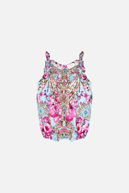 Price Drop BABIES TIE SHOULDER ROMPER DOWN THE GARDEN PATH