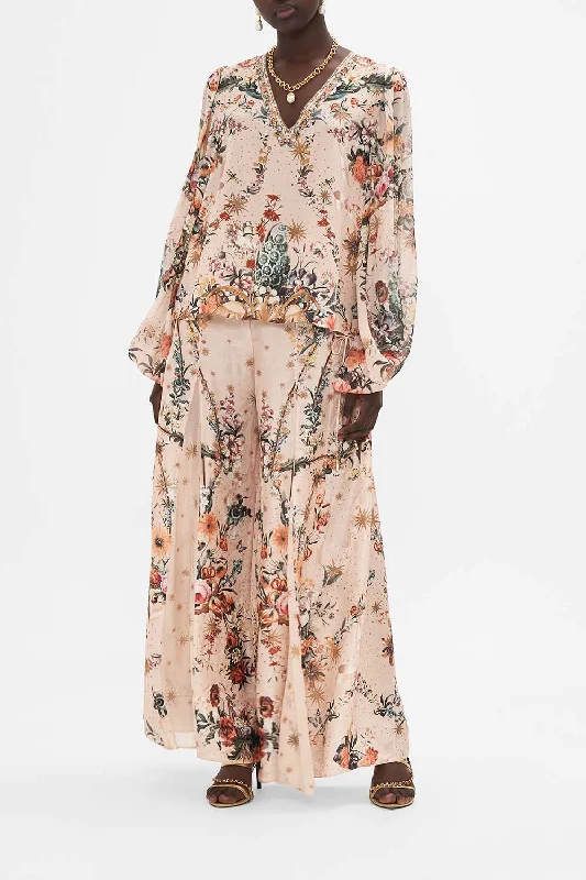 Final Markdown V-NECK BLOUSON SLEEVE BLOUSE ROSE GARDEN REVOLUTION