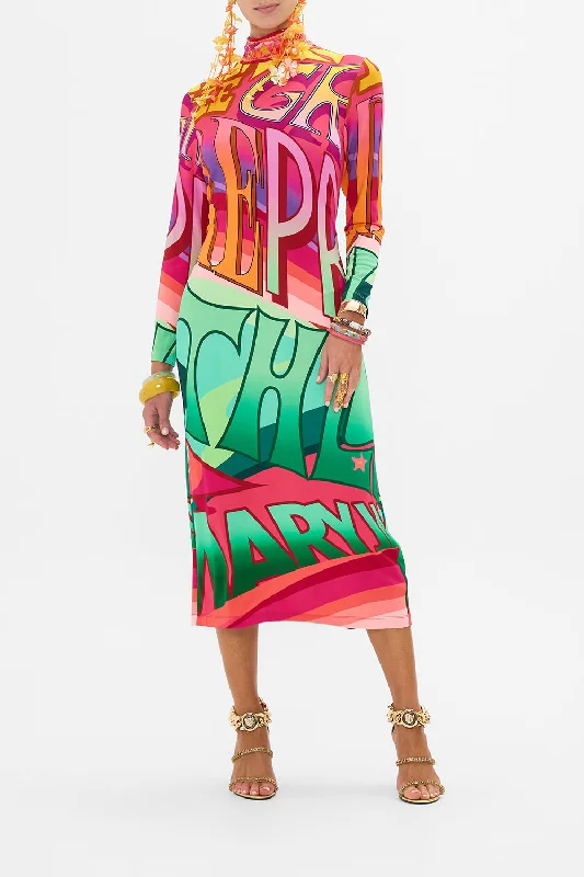 Can't Be Beat TURTLENECK JERSEY DRESS PURE PRISM