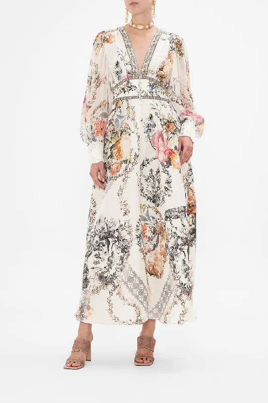 Flash Deals SHAPED WAISTBAND DRESS WITH GATHERED SLEEVES DE HAAR MEMOIRS