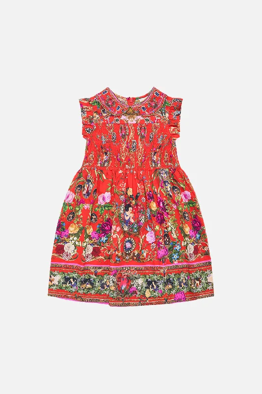 Super Deal KIDS SHIRRED MINI DRESS WITH COLLAR 4-10 JUST ONE BITE SNOW WHITE