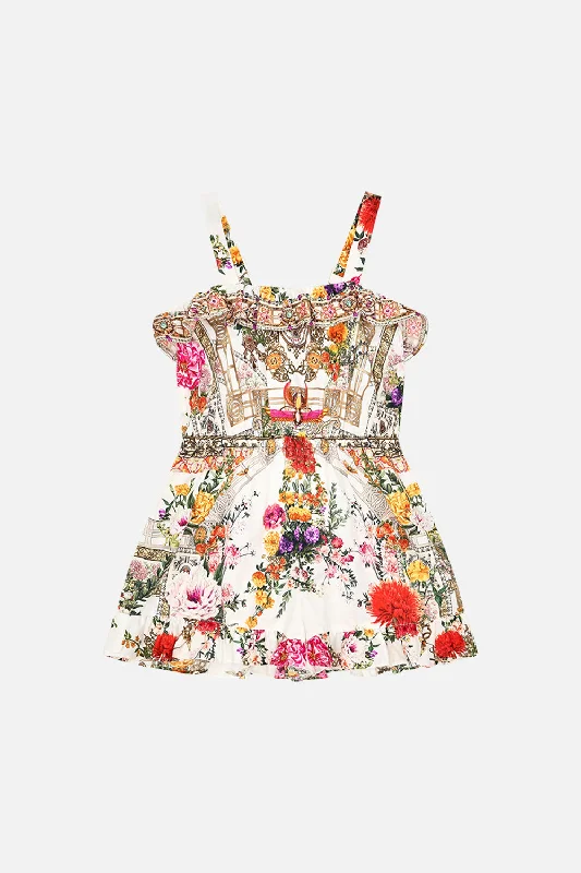 KIDS FRILL PLAYSUIT WITH ELASTIC WAIST 4-10 EGYPTIAN ROSE