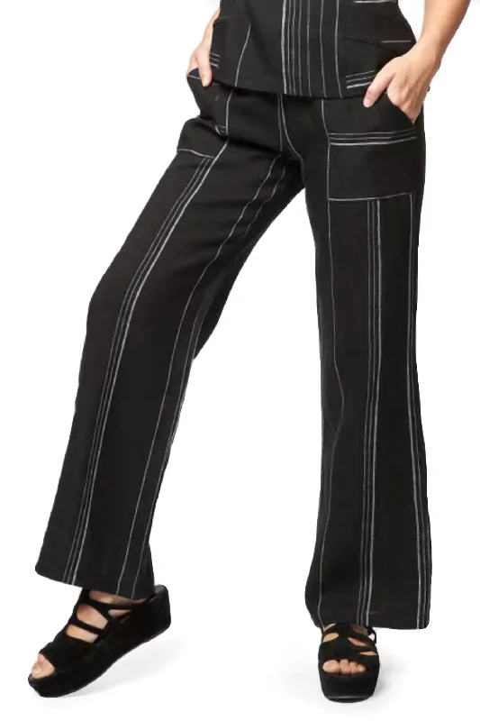 Amalfi Linen Pant Stripe In Black Multi